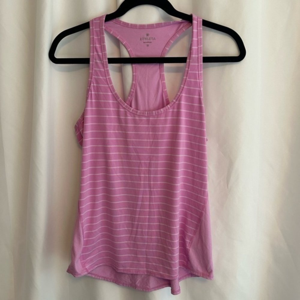 ATHLETA Racerback Varied Stripe Workout‎ Chi Tank Top Sleeveless Purple Size M